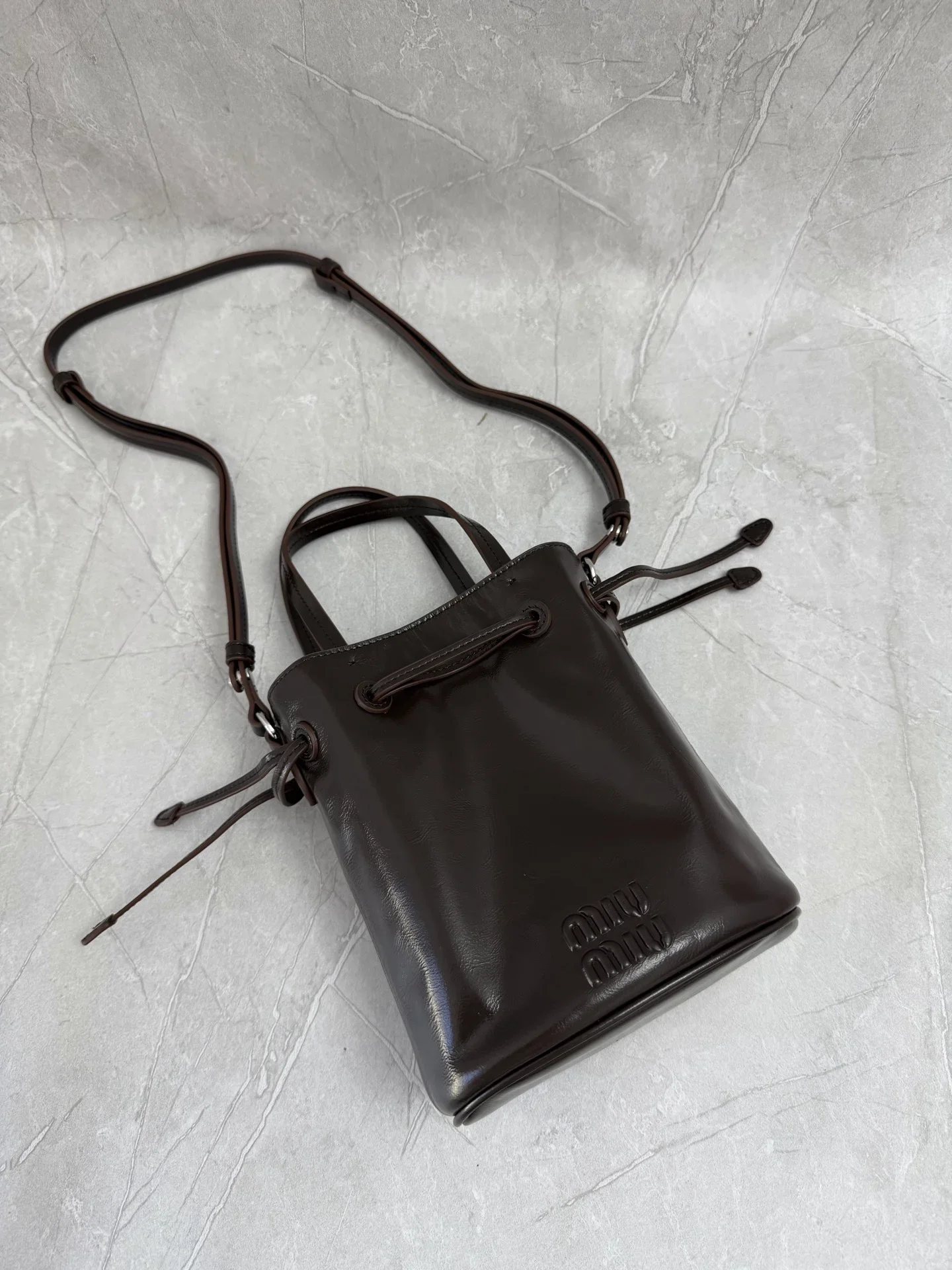 MIU MIU Bucket Bags Brown 15X18X8CM E30202609090387 - Image 3