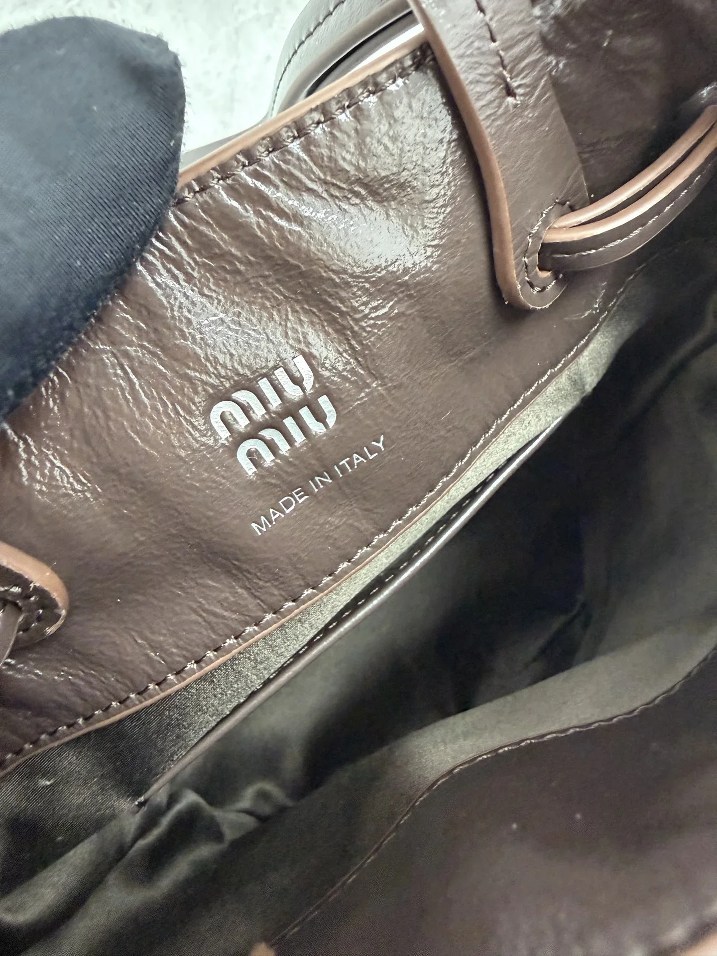 MIU MIU Bucket Bags Brown 15X18X8CM E30202609090387 - Image 9