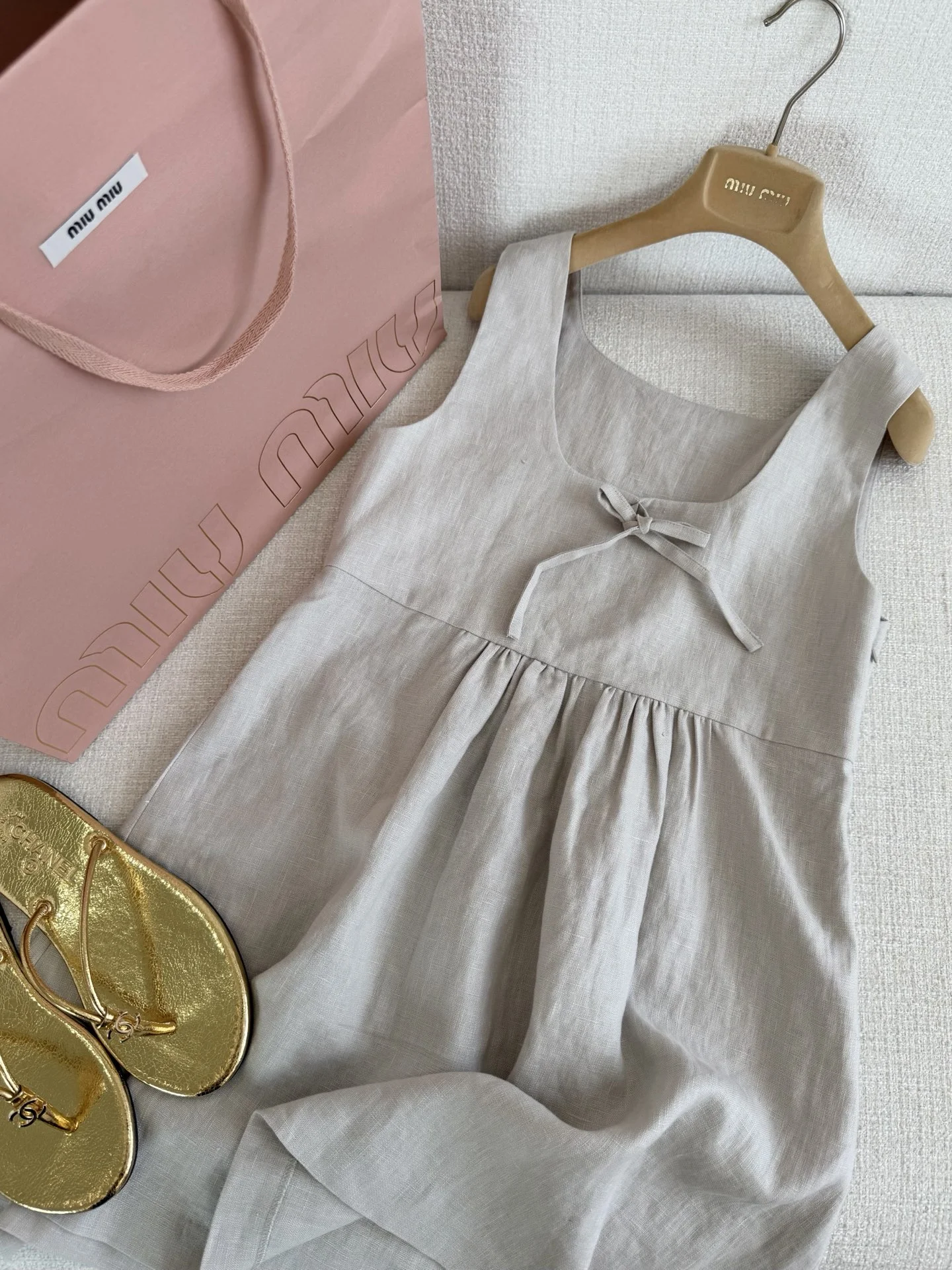 MIU MIU Dresses Beige-Gold S-L C20202609060272