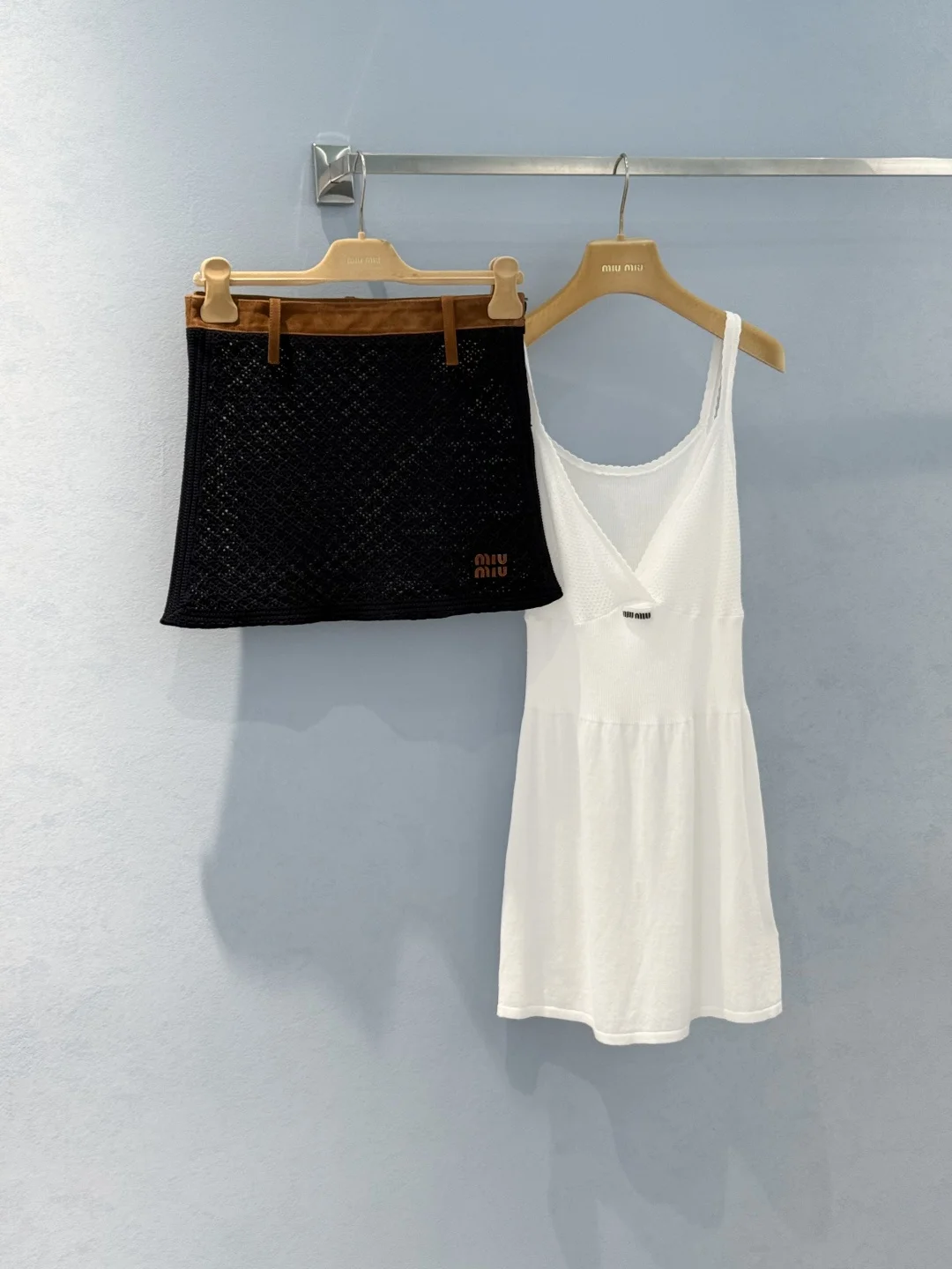 MIU MIU Dresses Cotton Suede Black-White S-L C20202609062308
