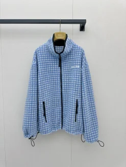 MIU MIU Jackets Fleece Blue-White S-L D15202609061368
