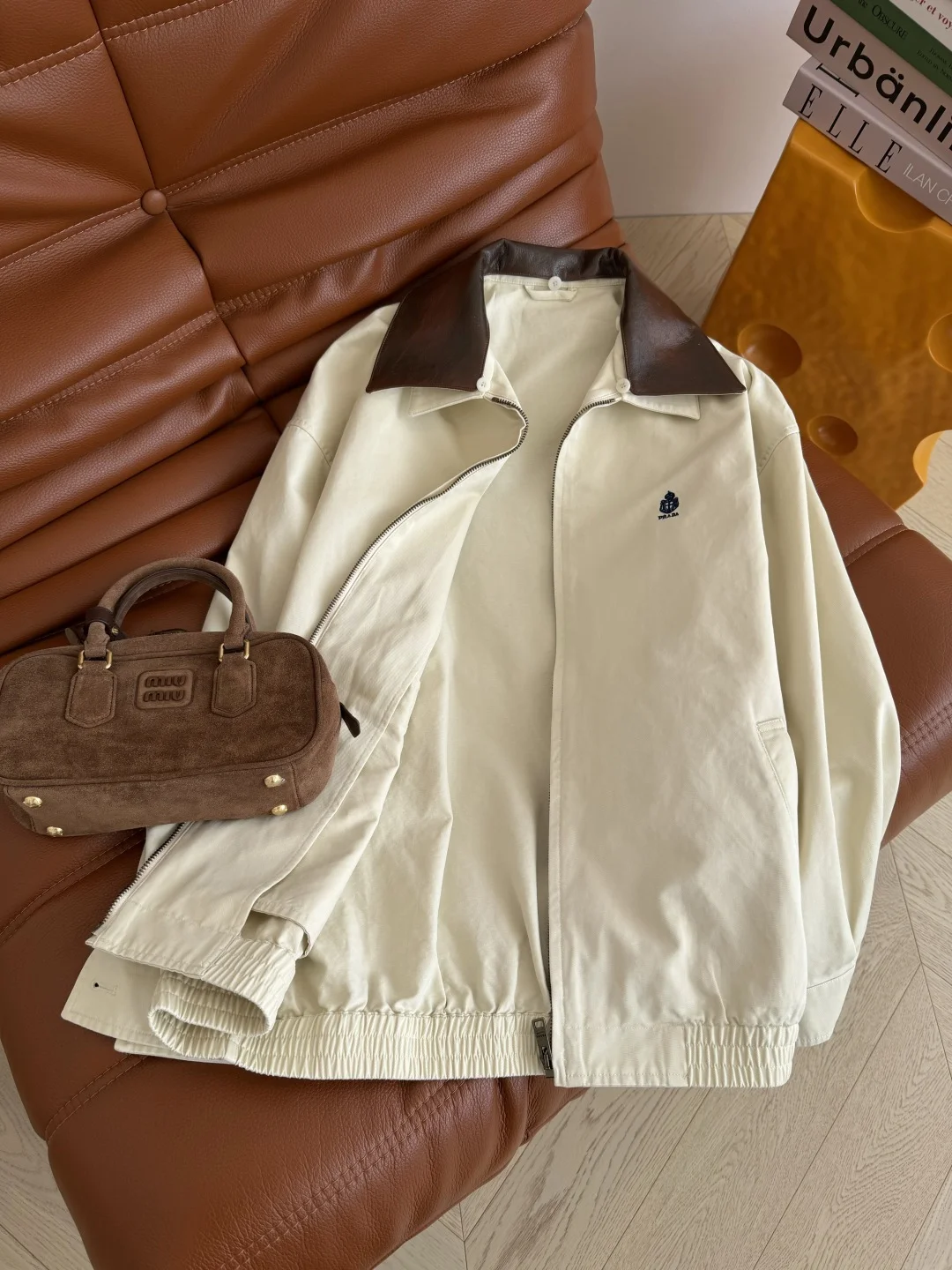 MIU MIU Jackets Leather Cream-Brown S-L C95202609060803 - Image 7