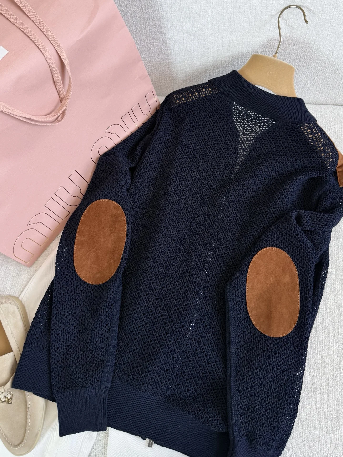 MIU MIU Jackets Suede Knit Navy-Brown S-L D75202609061543 - Image 8