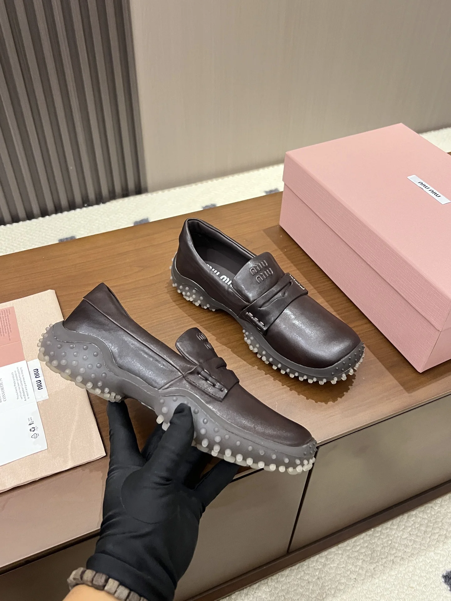 MIU MIU Loafers Leather Brown EU35-40 B50202609110545 - Image 5