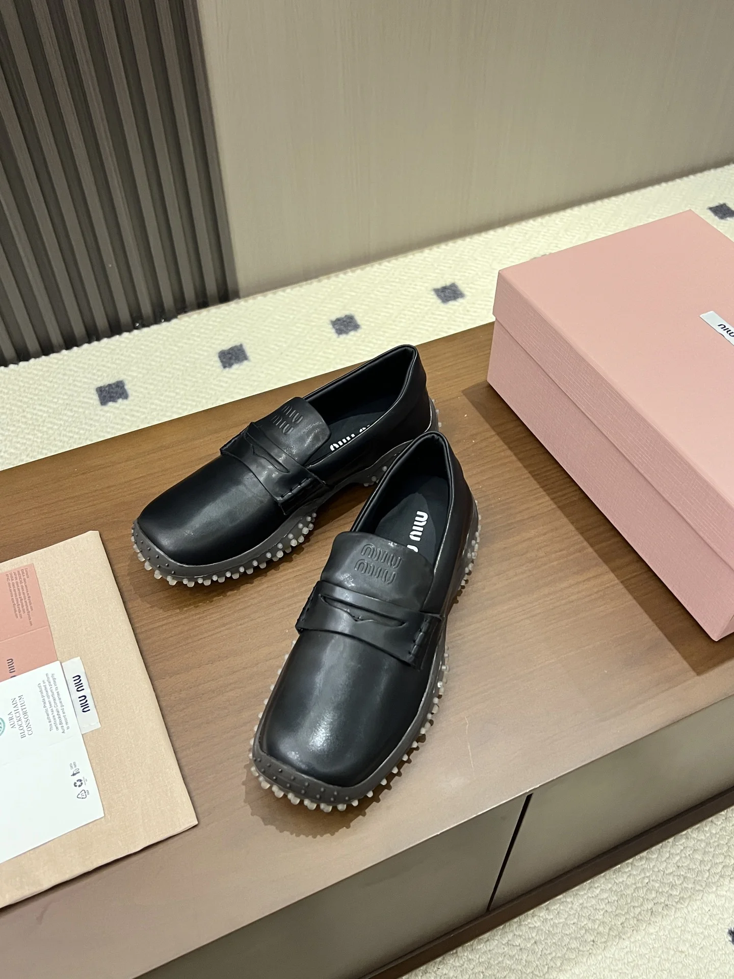 MIU MIU Loafers Leather Rubber Black EU35-40 B50202609110546