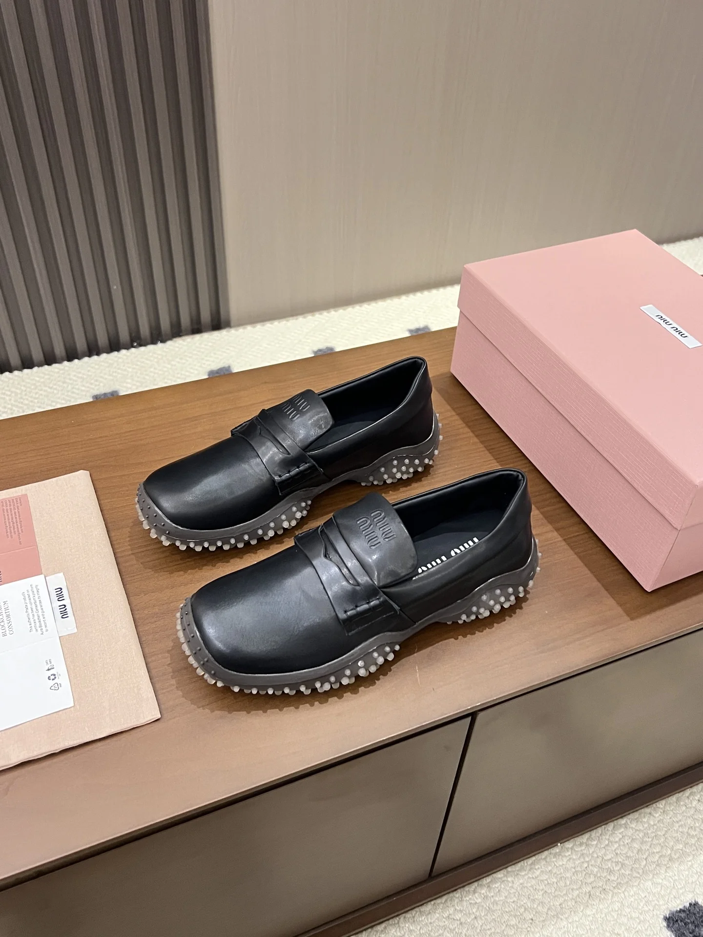 MIU MIU Loafers Leather Rubber Black EU35-40 B50202609110546 - Image 4