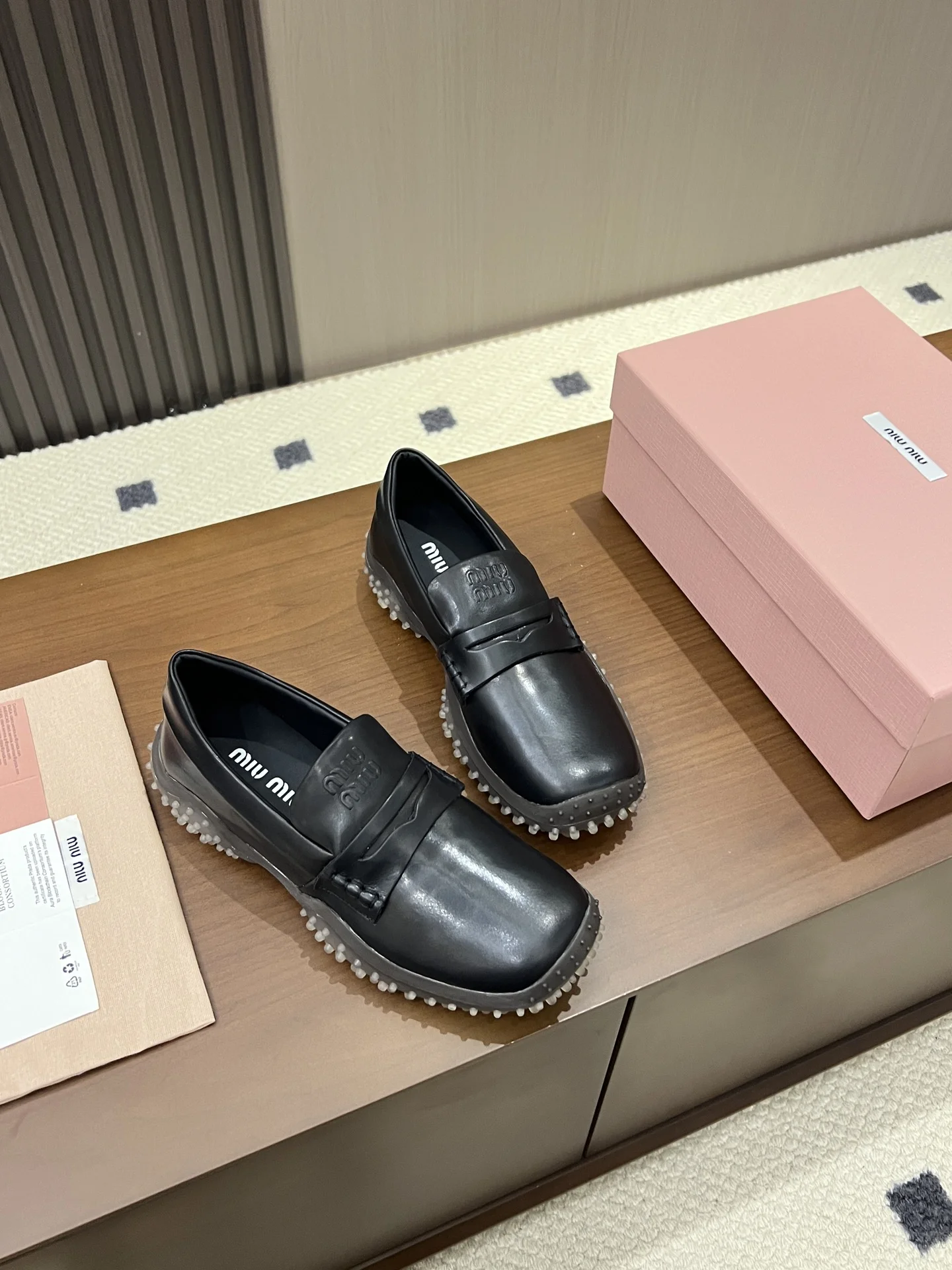 MIU MIU Loafers Leather Rubber Black EU35-40 B50202609110546 - Image 7