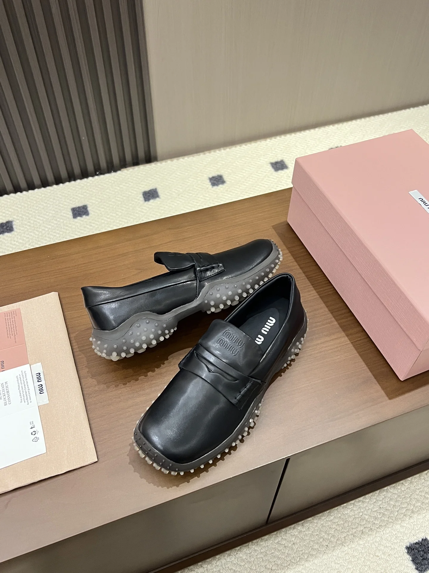 MIU MIU Loafers Leather Rubber Black EU35-40 B50202609110546 - Image 8