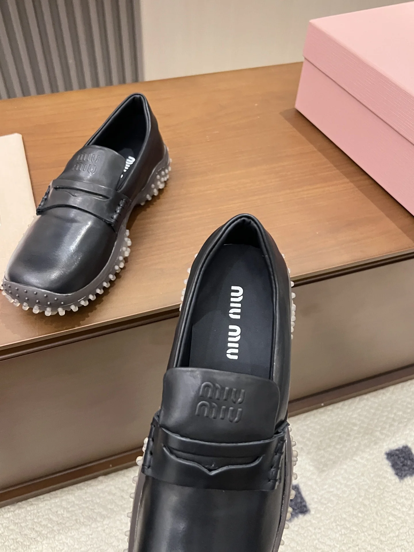 MIU MIU Loafers Leather Rubber Black EU35-40 B50202609110546 - Image 9