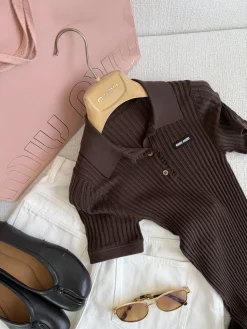 Alternative view of MIU MIU Polos Brown S-L B40202609061988