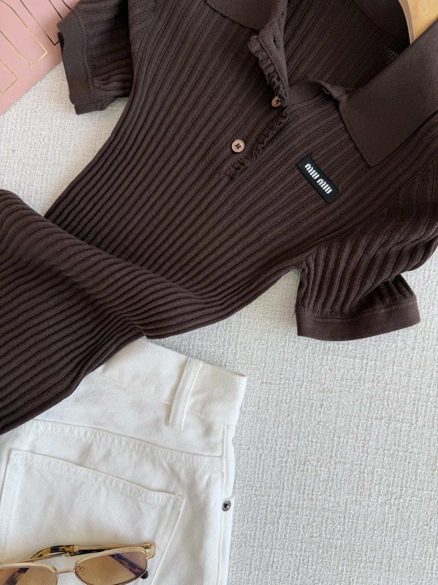 MIU MIU Polos Brown S-L B40202609061988 - Image 5
