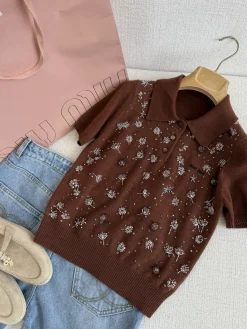 MIU MIU Polos Cashmere Brown-Silver S-L D05202609061054