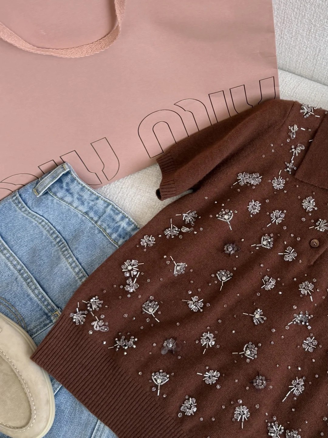MIU MIU Polos Cashmere Brown-Silver S-L D05202609061054 - Image 3