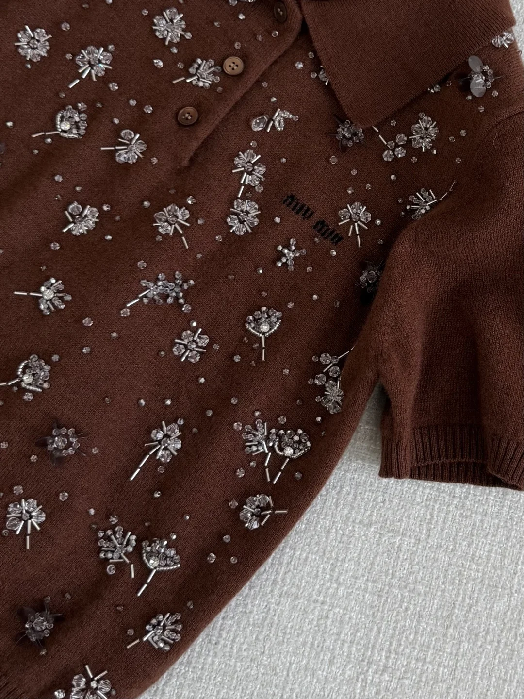 MIU MIU Polos Cashmere Brown-Silver S-L D05202609061054 - Image 6