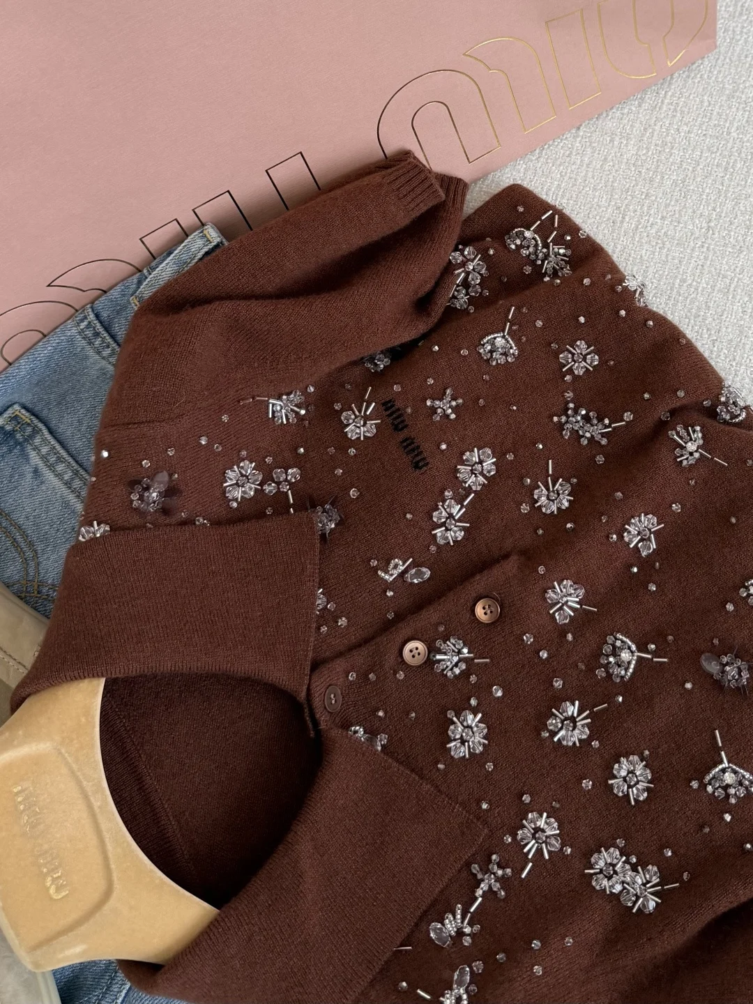 MIU MIU Polos Cashmere Brown-Silver S-L D05202609061054 - Image 7