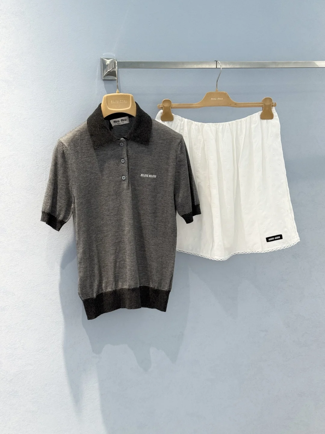 MIU MIU Polos Cashmere Silk Gray-White S-L C00202609062288