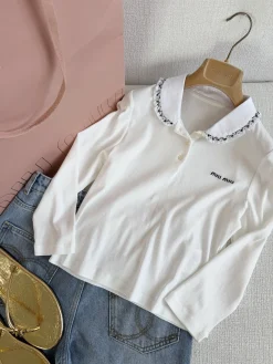 MIU MIU Polos White-Black S-L B40202609061553