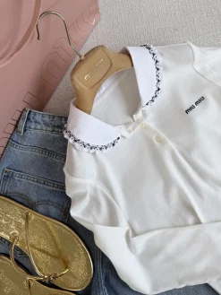 Alternative view of MIU MIU Polos White-Black S-L B40202609061553
