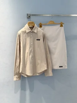 MIU MIU Shirts Cotton Blend Beige-Black S-M-L B70202609060369