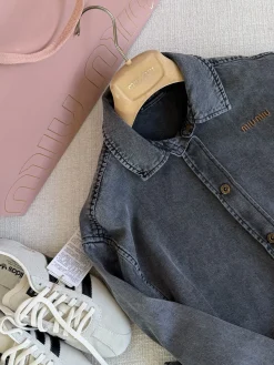 Alternative view of MIU MIU Shirts Denim Grey-Gold S-L B80202609060665
