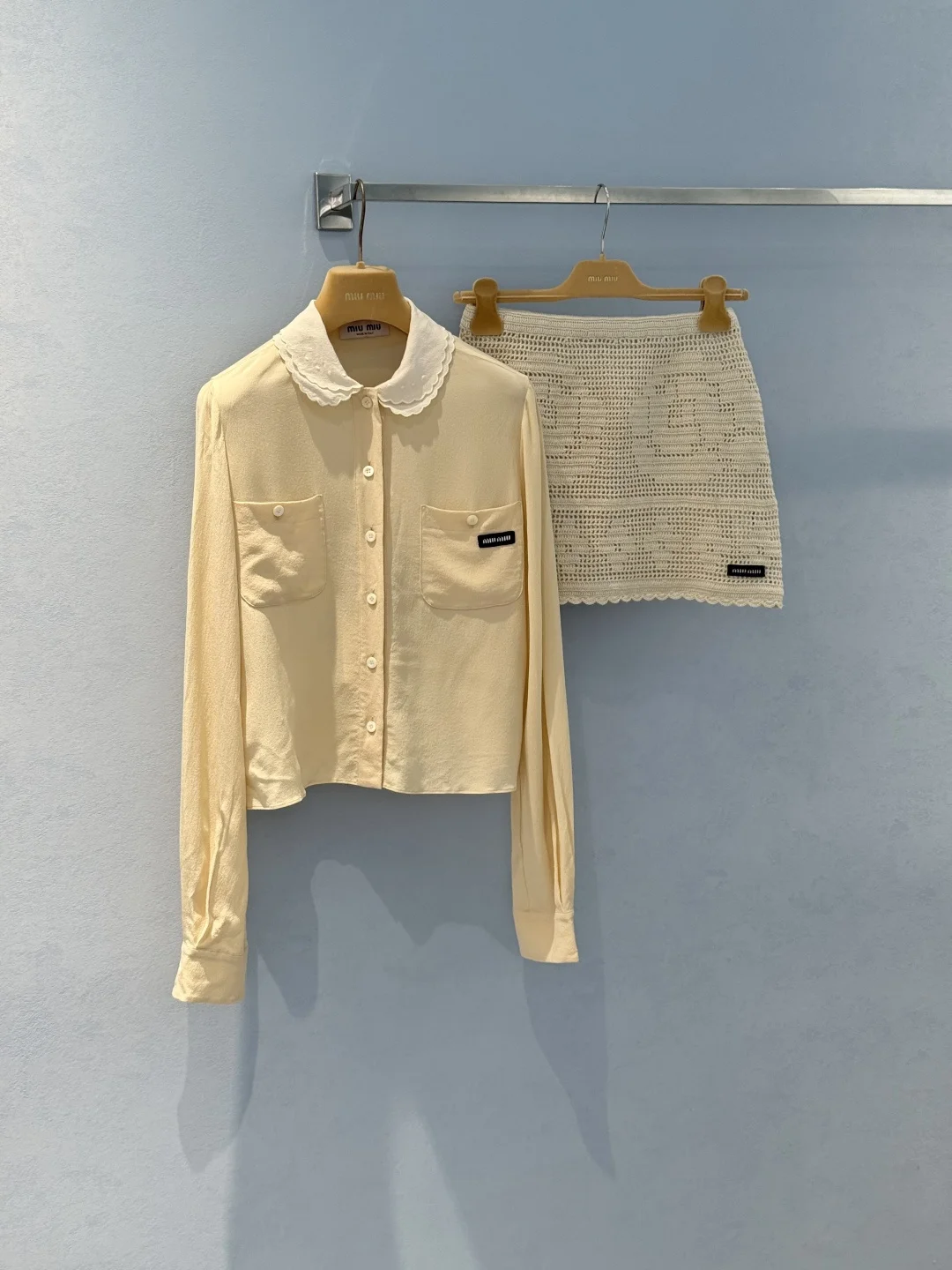 MIU MIU Shirts Silk Yellow-White S-L E10202609060389