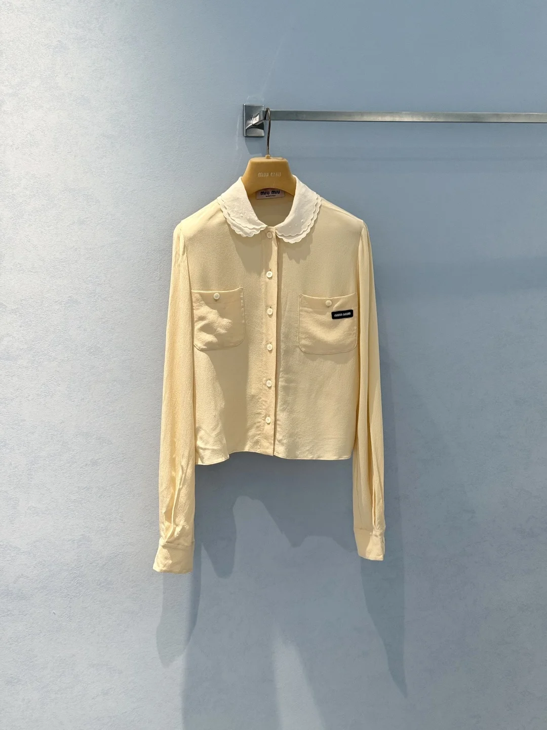 MIU MIU Shirts Silk Yellow-White S-L E10202609060389 - Image 3