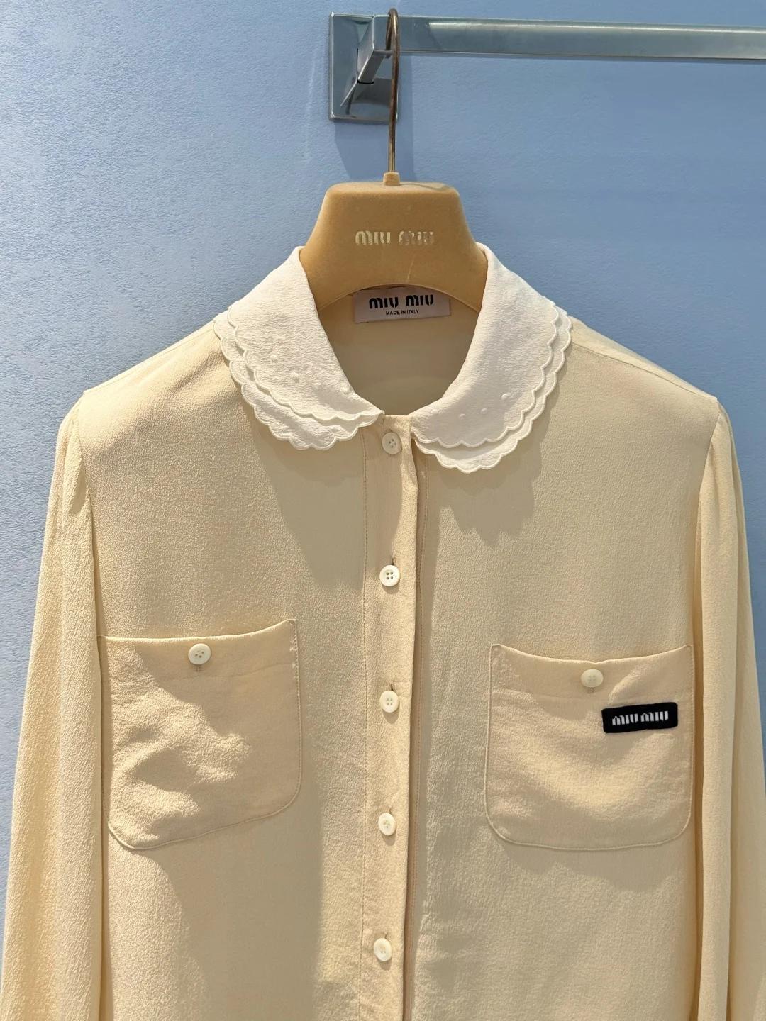 MIU MIU Shirts Silk Yellow-White S-L E10202609060389 - Image 4