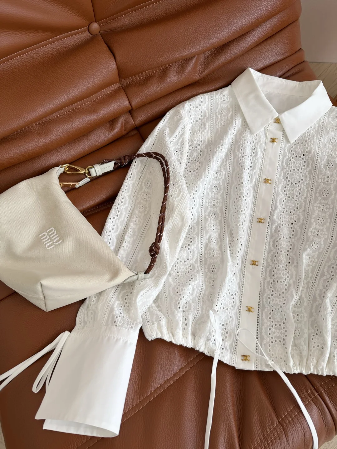 MIU MIU Shirts White-Gold S-L B65202609061739 - Image 2