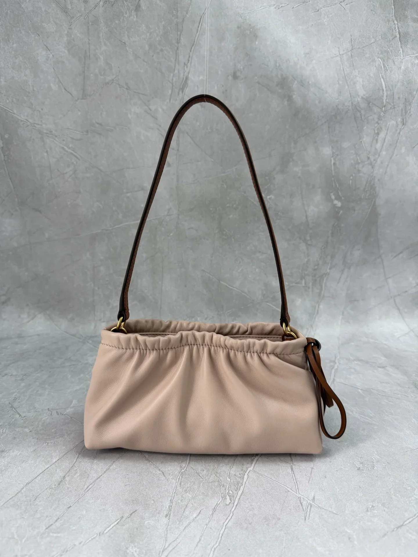 MIU MIU Shoulder Bags Leather Beige-Brown 24X13X9CM E30202609090392 - Image 2