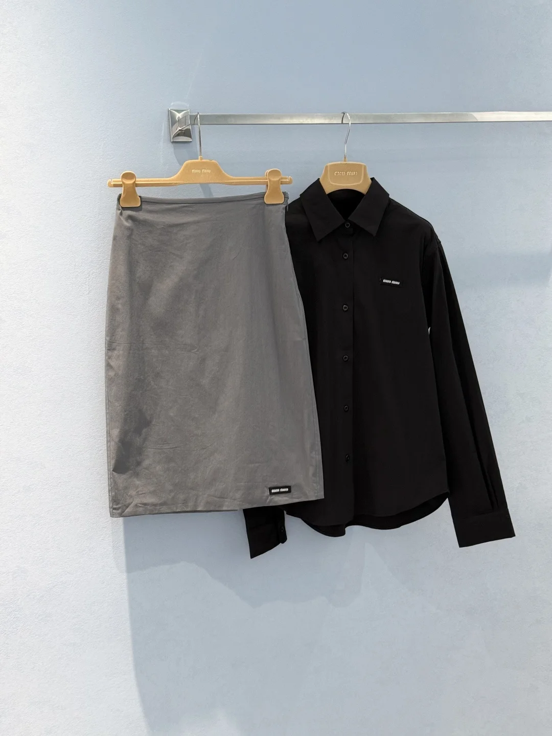 MIU MIU Skirts Cotton Blend Gray S-L B55202609060391 - Image 9