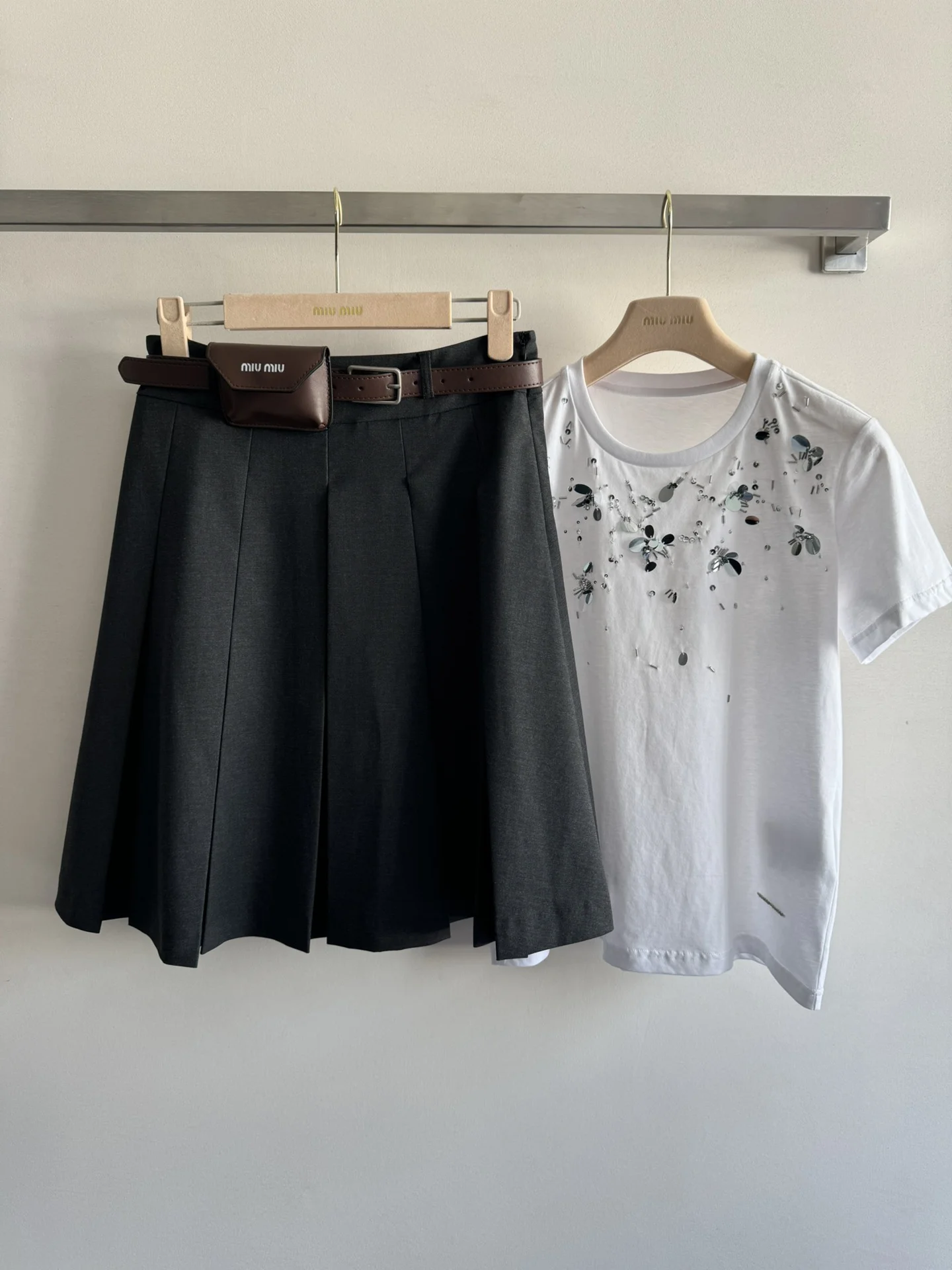 MIU MIU Skirts Dark Gray-White S-L B85202609062334