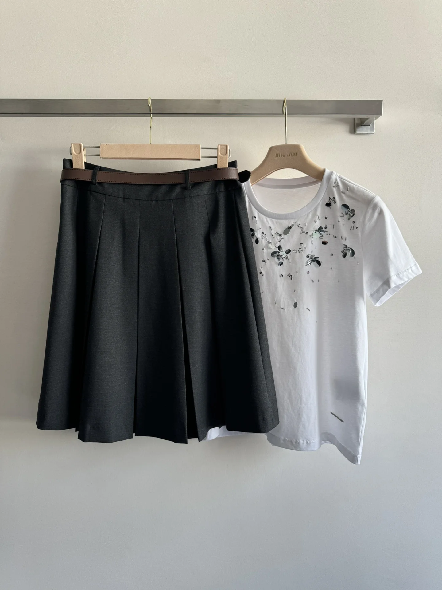 MIU MIU Skirts Dark Gray-White S-L B85202609062334 - Image 2