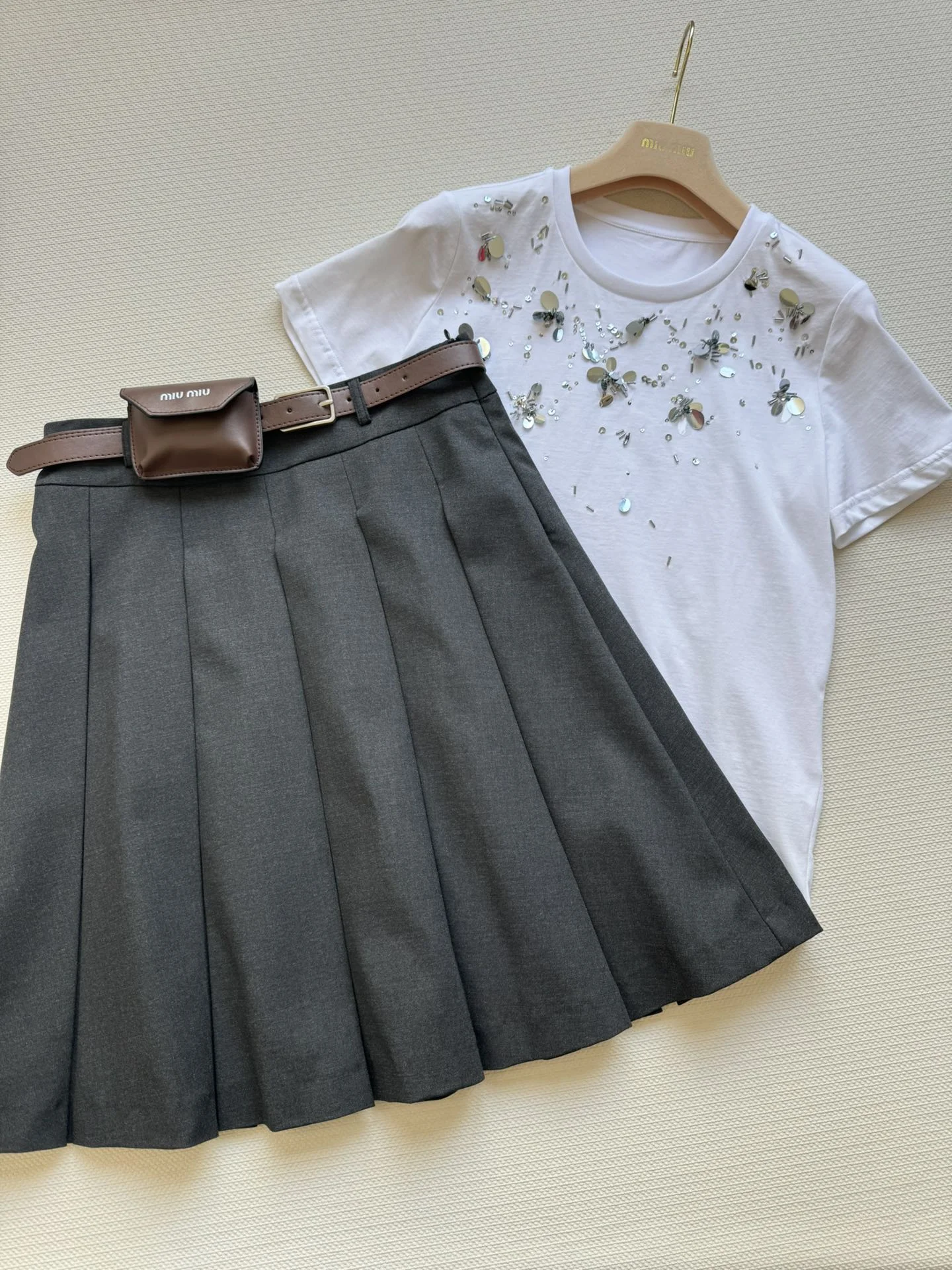 MIU MIU Skirts Dark Gray-White S-L B85202609062334 - Image 3
