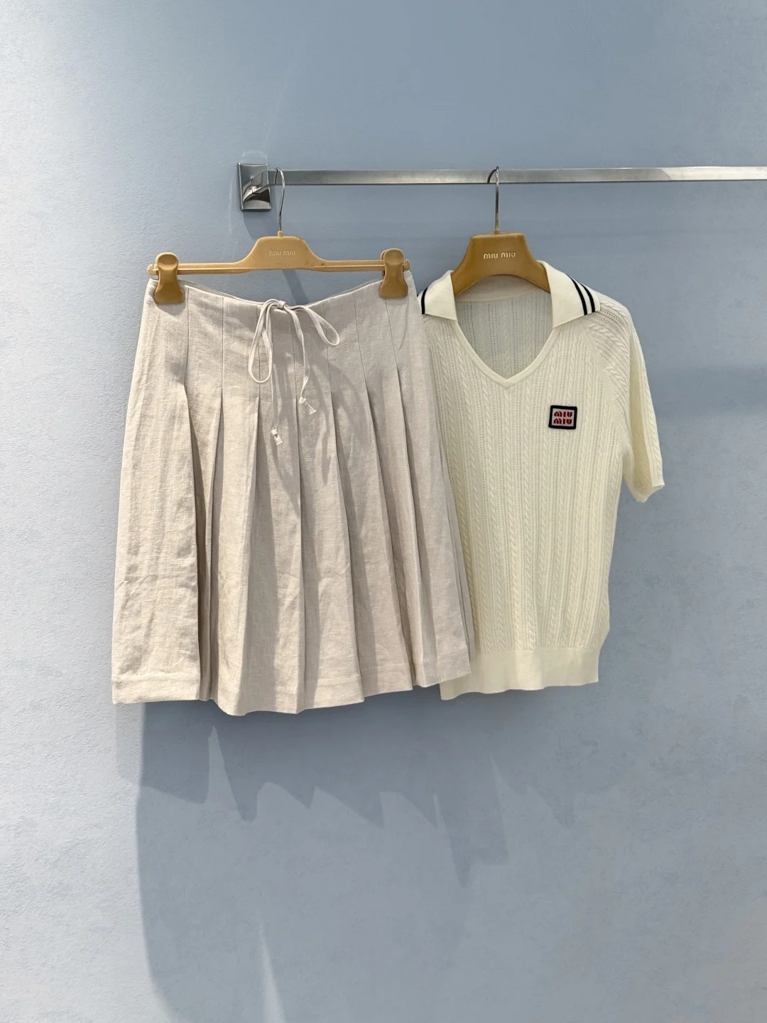 MIU MIU Skirts Linen Beige-White S-L C70202609060392