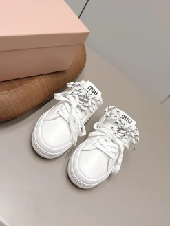 MIU MIU Sneakers Calf Leather White-Black EU35-39 B80202609111511