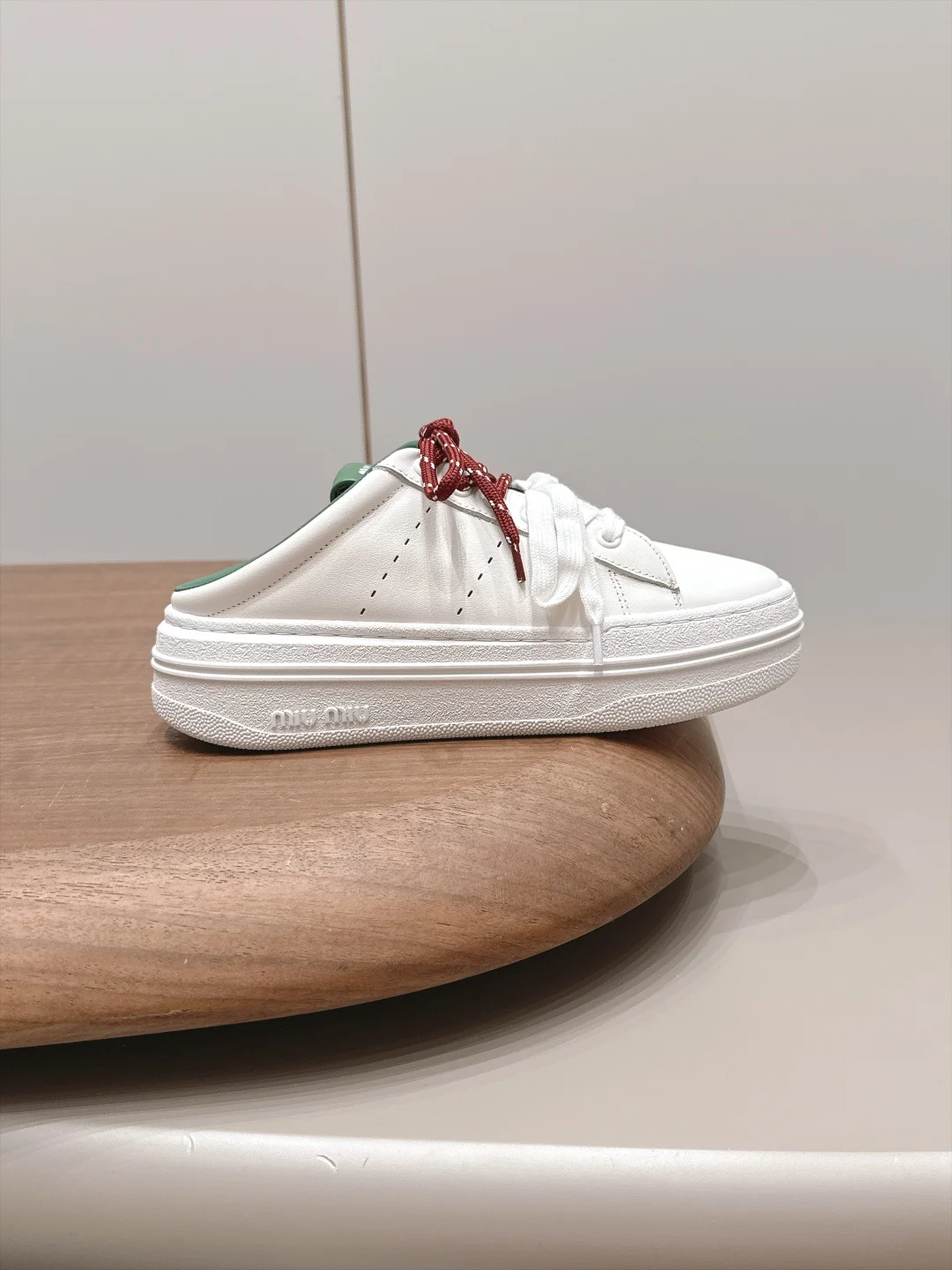 MIU MIU Sneakers Calf Leather White-Green-Red EU35-39 B80202609111510 - Image 5
