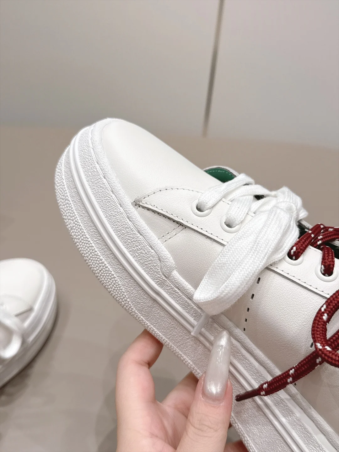MIU MIU Sneakers Calf Leather White-Green-Red EU35-39 B80202609111510 - Image 8
