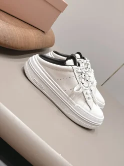 Alternative view of MIU MIU Sneakers Calfskin Leather White-Black EU35-39 B80202609111512