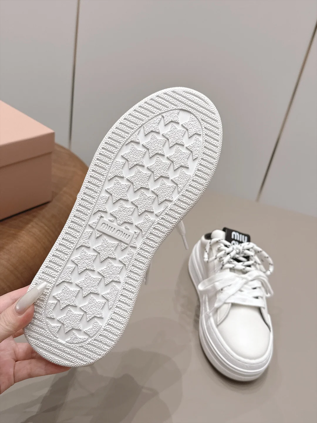 MIU MIU Sneakers Calfskin Leather White-Black EU35-39 B80202609111512 - Image 9