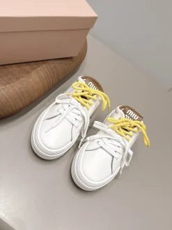MIU MIU Sneakers Calfskin Leather White-Yellow EU35-39 B80202609111509