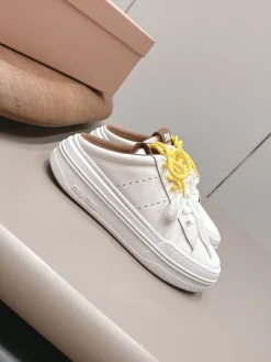 Alternative view of MIU MIU Sneakers Calfskin Leather White-Yellow EU35-39 B80202609111509