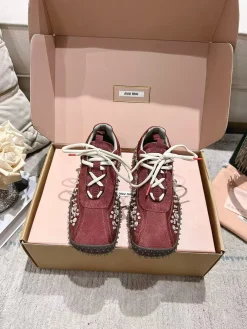 MIU MIU Sneakers Corduroy Suede Burgundy-White EU35-40 B90202609111852