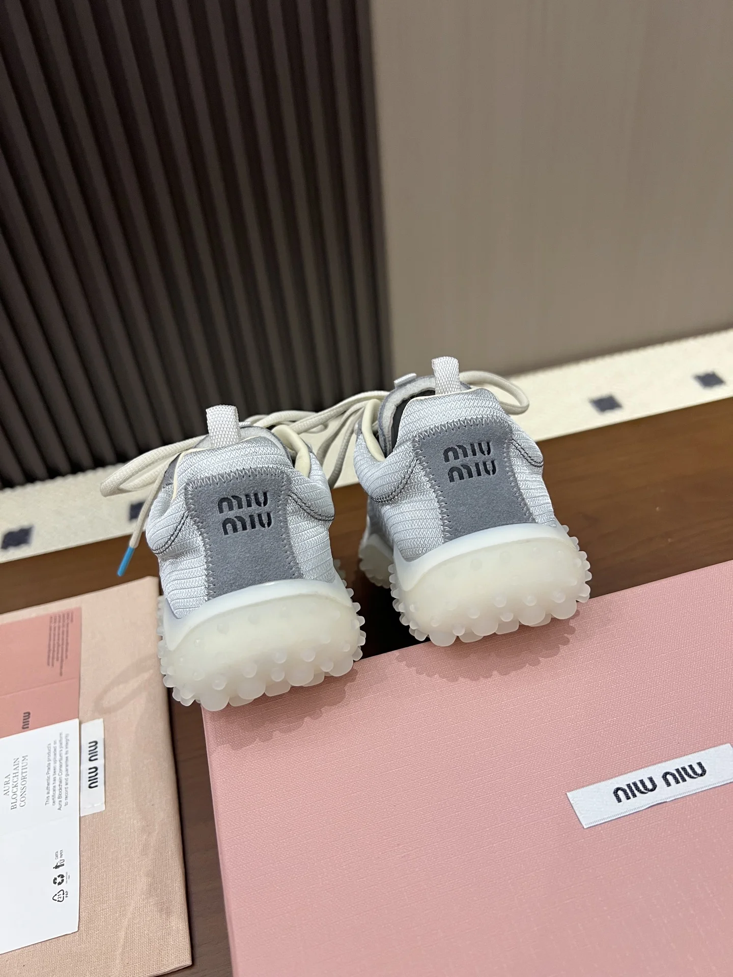 MIU MIU Sneakers Corduroy Suede Grey-White EU35-40 B40202609110541 - Image 10