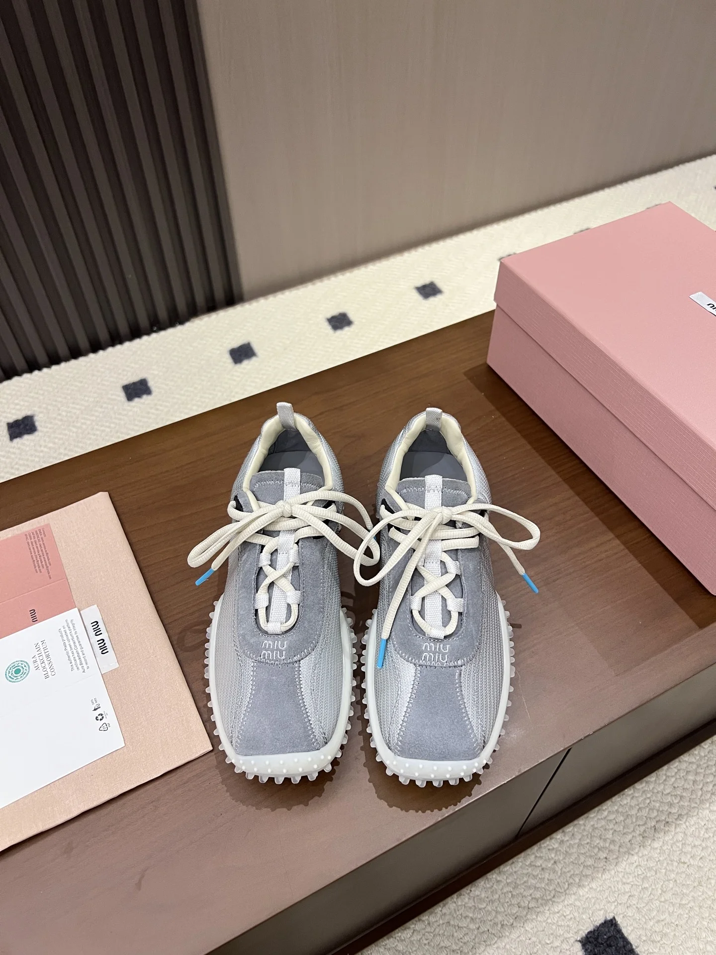 MIU MIU Sneakers Corduroy Suede Grey-White EU35-40 B40202609110541 - Image 6