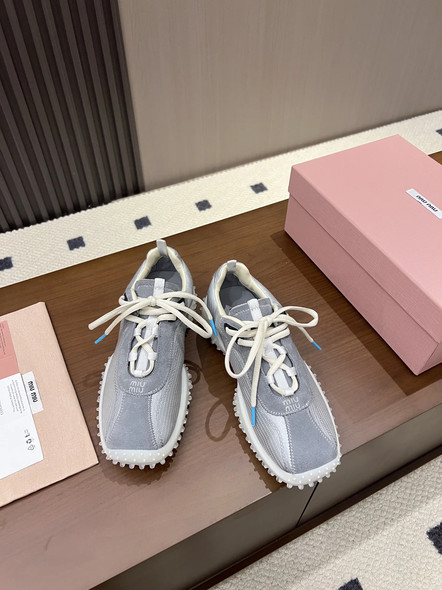 MIU MIU Sneakers Corduroy Suede Grey-White EU35-40 B40202609110541 - Image 8