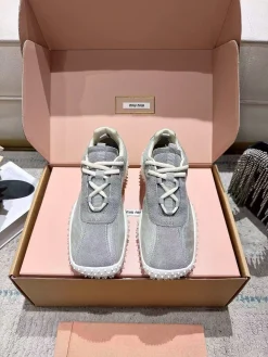 MIU MIU Sneakers Corduroy Suede Mesh Grey-White EU35-40 B60202609111854