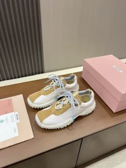 MIU MIU Sneakers Corduroy Suede White-Tan EU35-40 B40202609110542