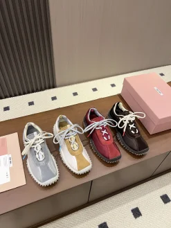 Alternative view of MIU MIU Sneakers Corduroy Suede White-Tan EU35-40 B40202609110542