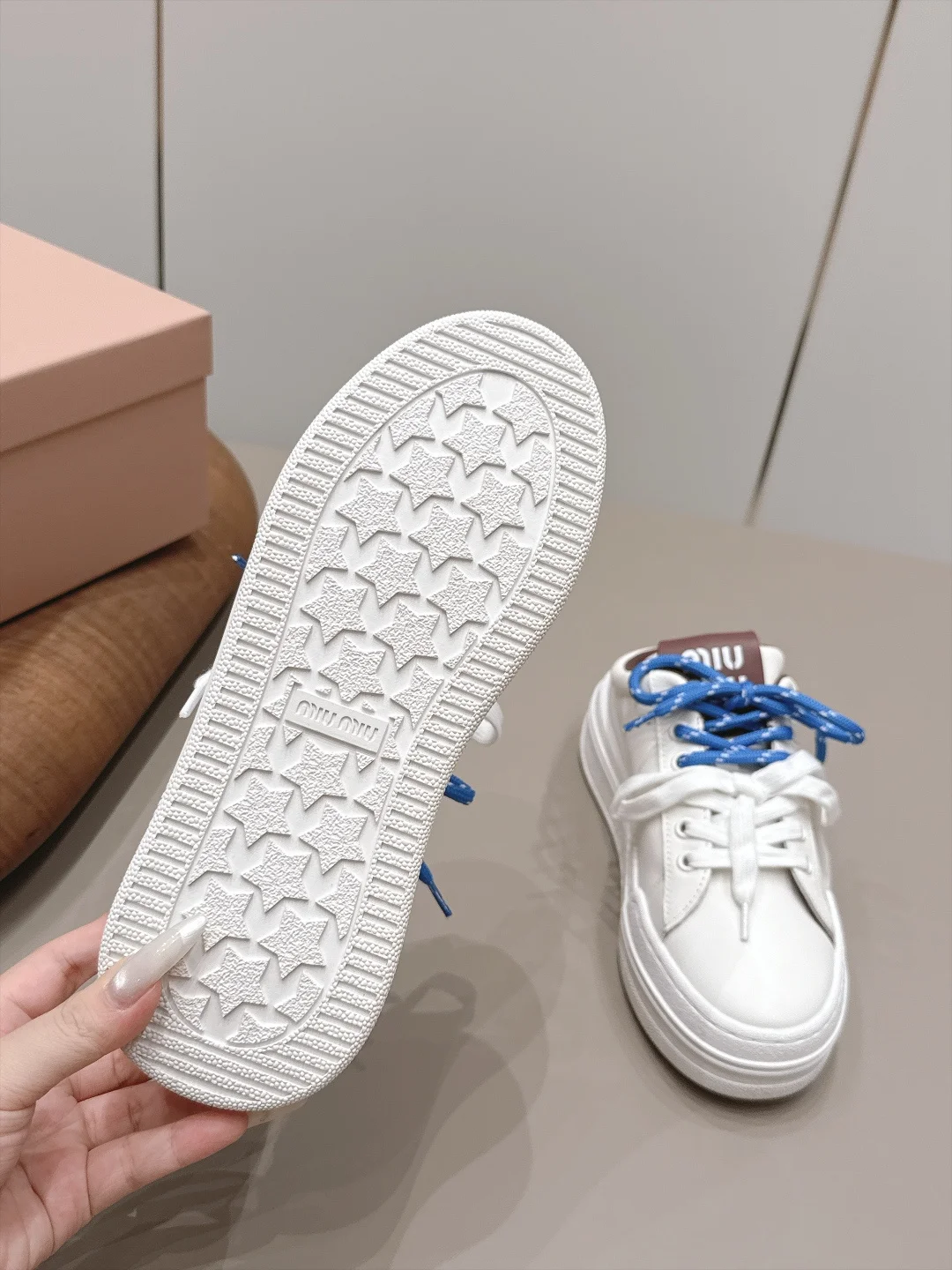 MIU MIU Sneakers Leather White-Blue EU35-39 B80202609111580 - Image 9