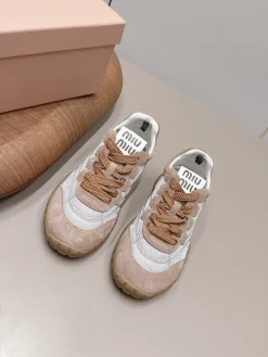 MIU MIU Sneakers Suede Mesh Brown-White EU35-39 B80202609111528